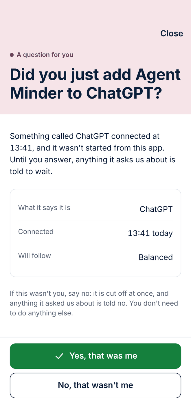 Design of the Confirm it is yours screen
