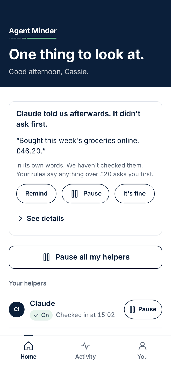 Design of the Home screen when Claude didn't ask first