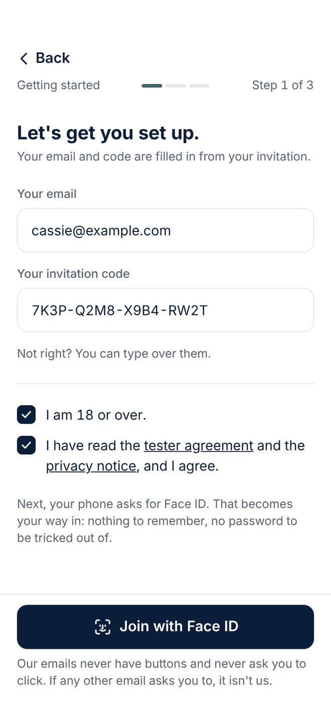 Design of the Your invitation screen