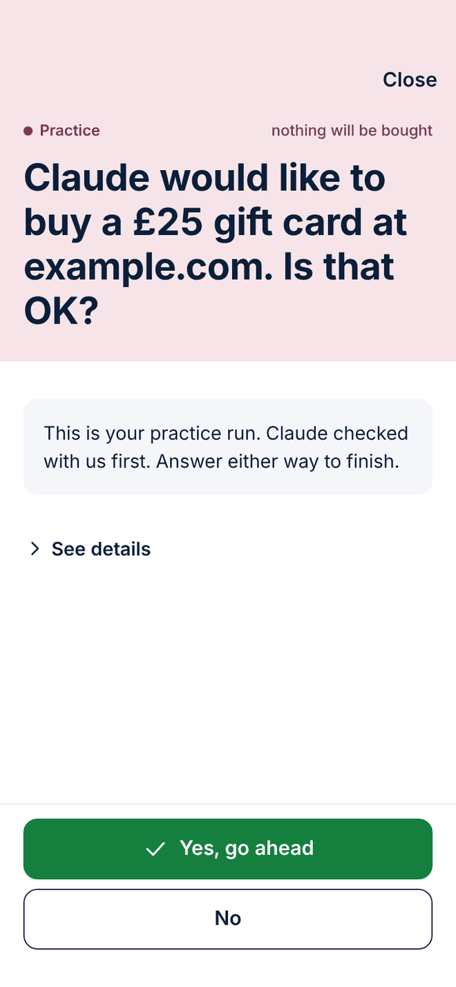 Design of the A practice question screen